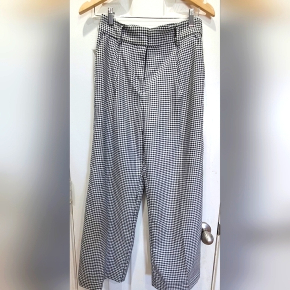 LOFT XS Checkered Black White Pants Contemporary Office Career